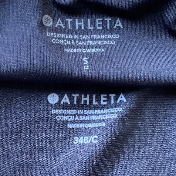 Athleta Maldives Bra Cup Tankini Sz 38 B/C Bottoms Sz S Blue Black Camo - Picture 10 of 16